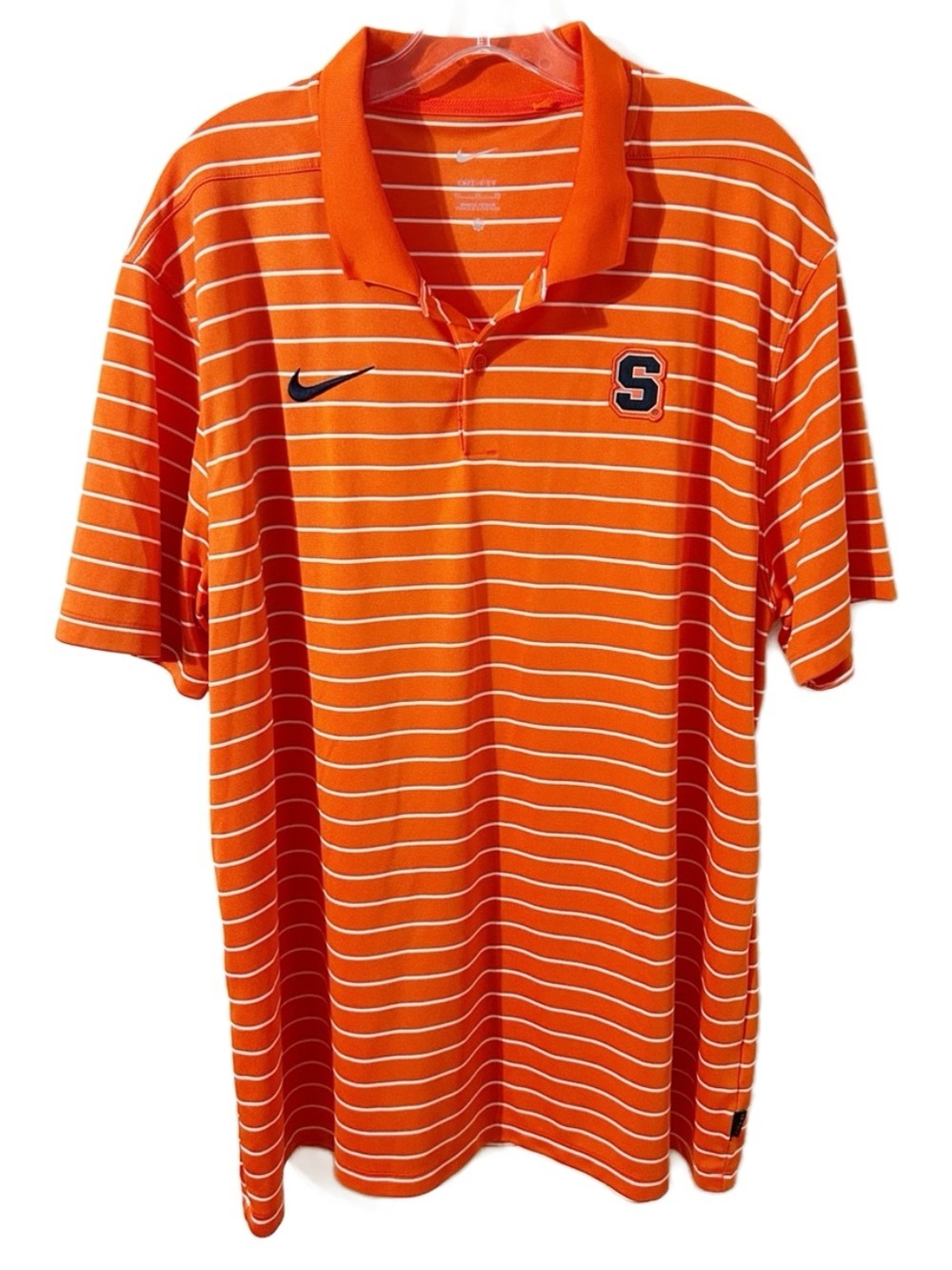 Nike Dri-FIT Syracuse University Orange Striped Polo Shirt Embroidered “S” Logo